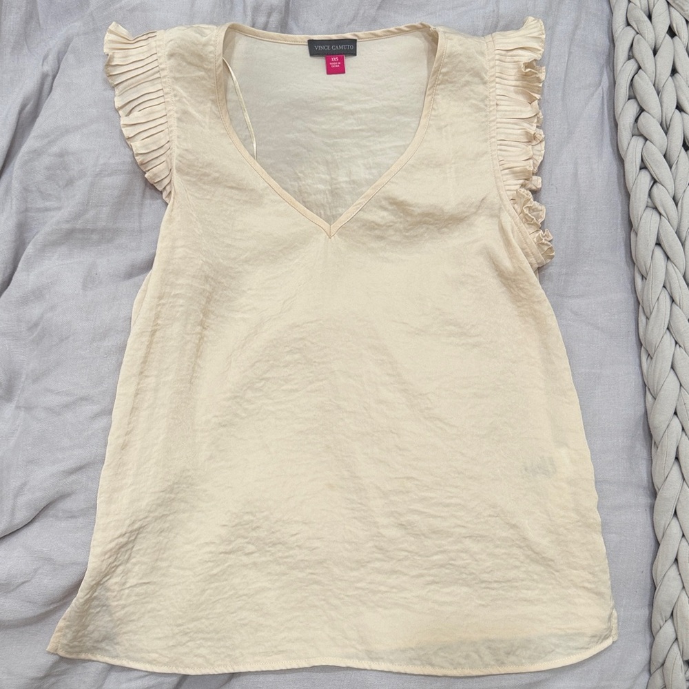 Vince Camuto Cream Ruffle Sleeve Blouse